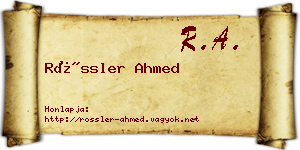 Rössler Ahmed névjegykártya